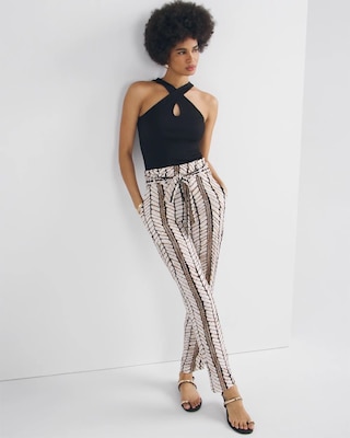 Black and white striped ankle pants discount